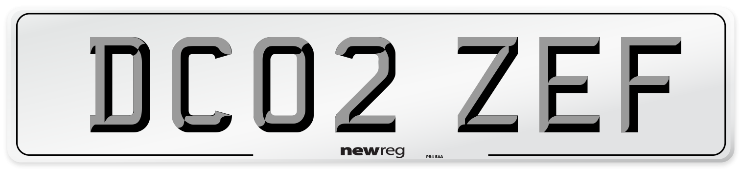 DC02 ZEF Number Plate from New Reg